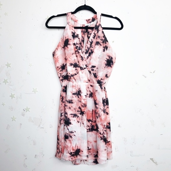 PARKER palm tree pink wrap front and back Silk mini dress - Picture 11 of 15